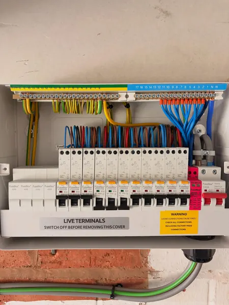 Finished residential consumer unit wiring