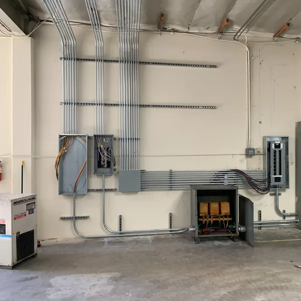 Commercial electrical room conduit installation